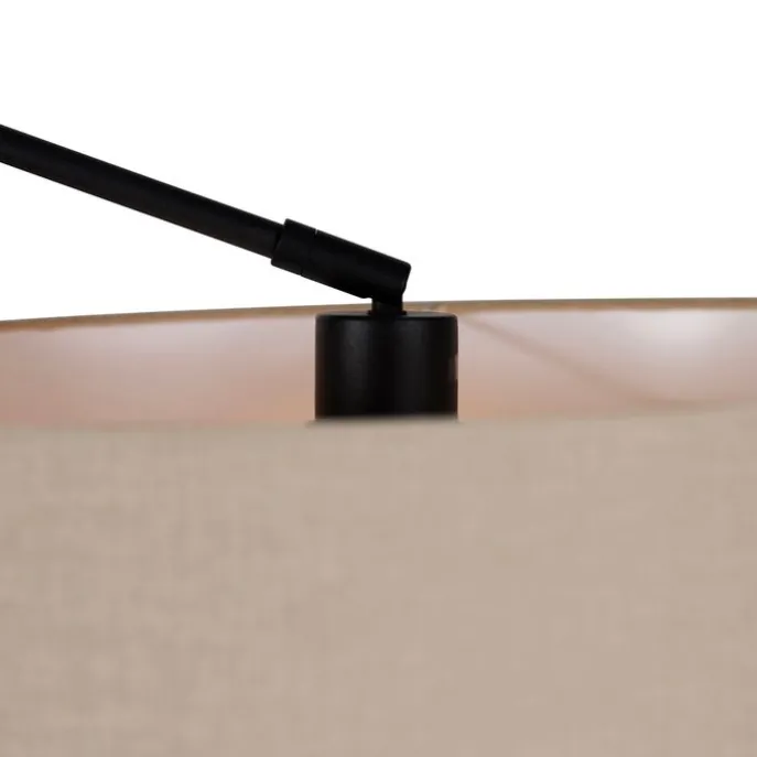Vloerlamp zwart met kap lichtbruin 50 cm verstelbaar - Editor