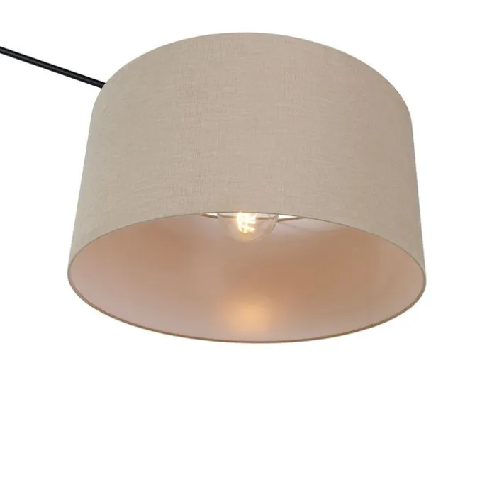 Vloerlamp zwart met kap lichtbruin 50 cm verstelbaar - Editor