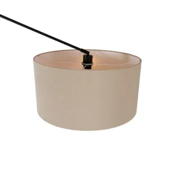 Vloerlamp zwart met kap lichtbruin 50 cm verstelbaar - Editor