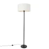 Vloerlamp zwart met kap wit 50 cm - Simplo