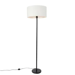 Vloerlamp zwart met kap wit 50 cm - Simplo