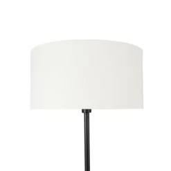 Vloerlamp zwart met kap wit 50 cm - Simplo