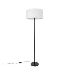 Vloerlamp zwart met kap wit 50 cm - Simplo