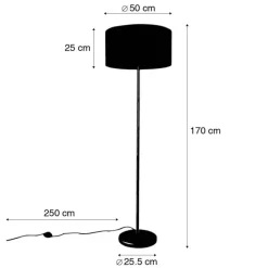 Vloerlamp zwart met kap wit 50 cm - Simplo