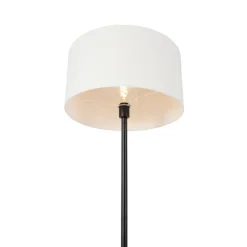 Vloerlamp zwart met kap wit 50 cm - Simplo