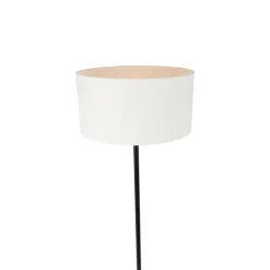 Vloerlamp zwart met kap wit 50 cm - Simplo