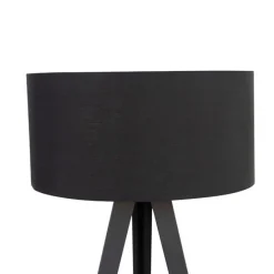 Vloerlamp zwart met kap zwart en gouden binnenkant - Ilse