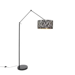 Vloerlamp zwart met kap zebra 50 cm - Editor