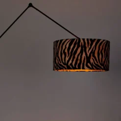 Vloerlamp zwart met kap zebra 50 cm - Editor