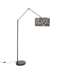 Vloerlamp zwart met kap zebra 50 cm - Editor