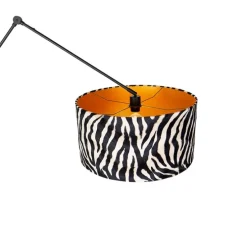 Vloerlamp zwart met kap zebra 50 cm - Editor