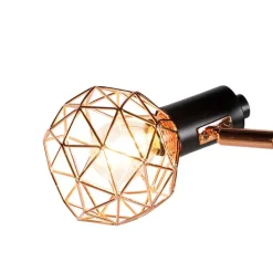 Vloerlamp zwart met koper 3-lichts - Mesh