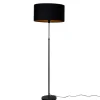 Vloerlamp zwart met ovale velours kap zwart 50cm - Parte