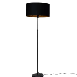 Vloerlamp zwart met ovale velours kap zwart 50cm - Parte