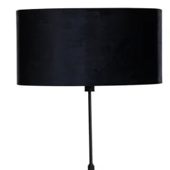 Vloerlamp zwart met ovale velours kap zwart 50cm - Parte