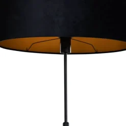 Vloerlamp zwart met ovale velours kap zwart 50cm - Parte