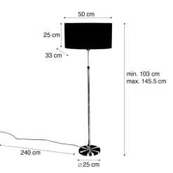Vloerlamp zwart met ovale velours kap zwart 50cm - Parte