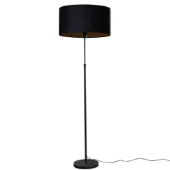 Vloerlamp zwart met ovale velours kap zwart 50cm - Parte