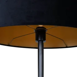 Vloerlamp zwart met ovale velours kap zwart 50cm - Simplo