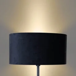 Vloerlamp zwart met ovale velours kap zwart 50cm - Simplo