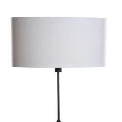 Vloerlamp zwart met ovale linnen kap wit 50cm - Parte
