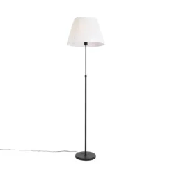 Vloerlamp zwart met plisse kap crème 45 cm verstelbaar - Parte