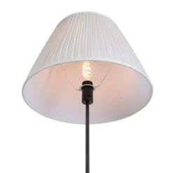 Vloerlamp zwart met plisse kap crème 45 cm verstelbaar - Parte