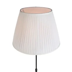 Vloerlamp zwart met plisse kap crème 45 cm verstelbaar - Parte