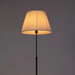 Vloerlamp zwart met plisse kap crème 45 cm verstelbaar - Parte