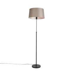 Vloerlamp zwart met taupe linnen kap 45 cm verstelbaar - Parte