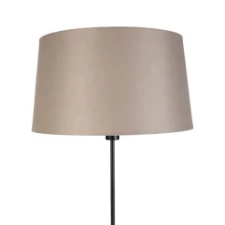 Vloerlamp zwart met taupe linnen kap 45 cm verstelbaar - Parte