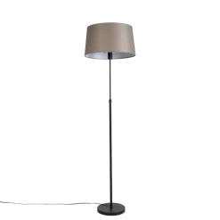 Vloerlamp zwart met taupe linnen kap 45 cm verstelbaar - Parte