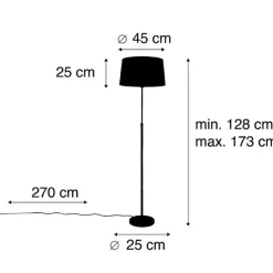 Vloerlamp zwart met taupe linnen kap 45 cm verstelbaar - Parte