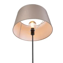 Vloerlamp zwart met taupe linnen kap 45 cm verstelbaar - Parte