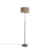 Vloerlamp zwart met velours kap taupe met goud 35 cm - Parte