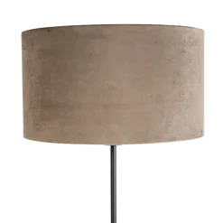 Vloerlamp zwart met velours kap taupe met goud 35 cm - Parte