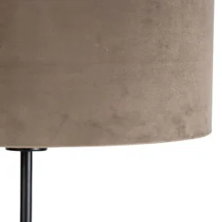 Vloerlamp zwart met velours kap taupe met goud 35 cm - Parte