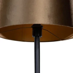 Vloerlamp zwart met velours kap brons 40cm - Simplo