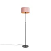 Vloerlamp zwart met velours kap roze met goud 35 cm - Parte