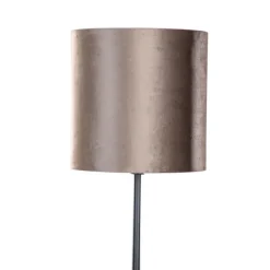 Vloerlamp zwart met velours kap bruin 40cm - Simplo