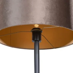 Vloerlamp zwart met velours kap bruin 40cm - Simplo