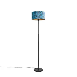 Vloerlamp zwart met velours kap vlinders 35 cm - Parte