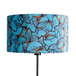 Vloerlamp zwart met velours kap vlinders 35 cm - Parte