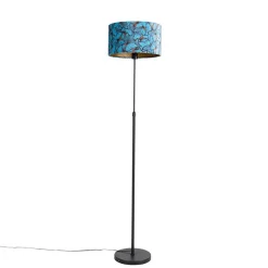 Vloerlamp zwart met velours kap vlinders 35 cm - Parte