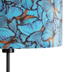 Vloerlamp zwart met velours kap vlinders 35 cm - Parte