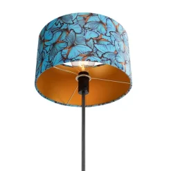 Vloerlamp zwart met velours kap vlinders 35 cm - Parte
