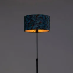 Vloerlamp zwart met velours kap vlinders 35 cm - Parte