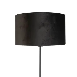 Vloerlamp zwart met velours kap zwart met goud 35 cm - Parte