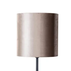 Vloerlamp zwart met velours kap taupe 50cm - Simplo