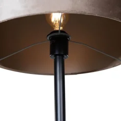 Vloerlamp zwart met velours kap taupe 50cm - Simplo